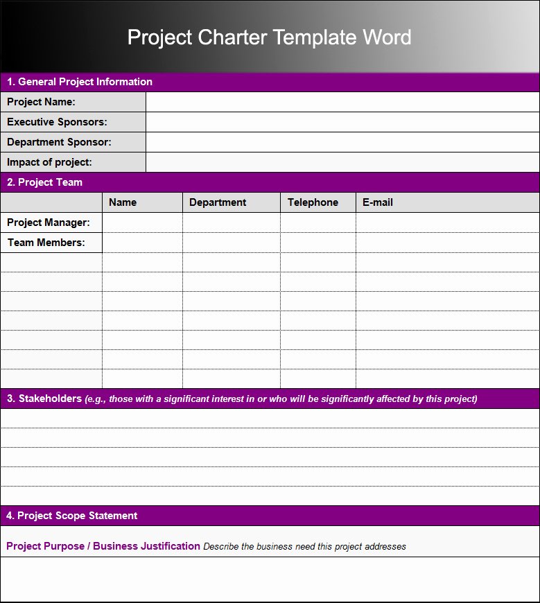 Project Charter Template Excel Luxury 8 Project Charter Templates Free Word Pdf Excel formats