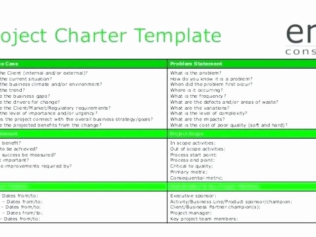 Project Charter Template Excel Unique Project Charter Project Management Skills