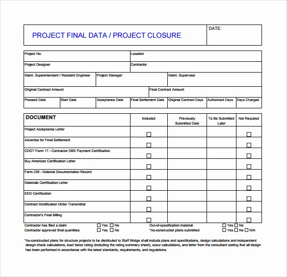 project closure template