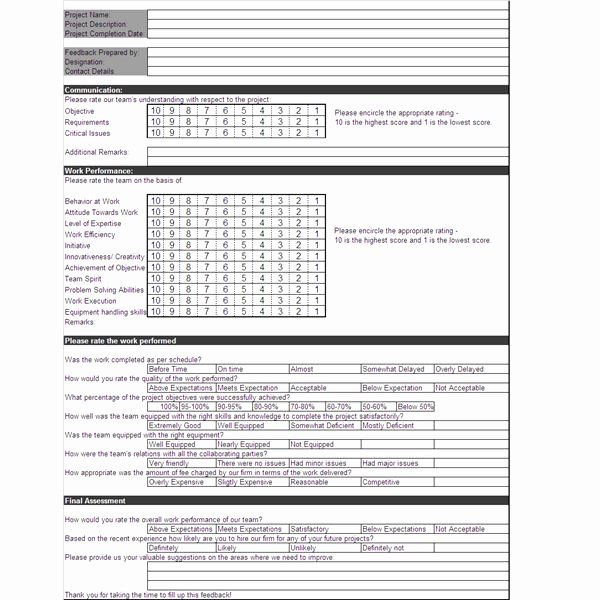 project feedback forms and templates what should be included