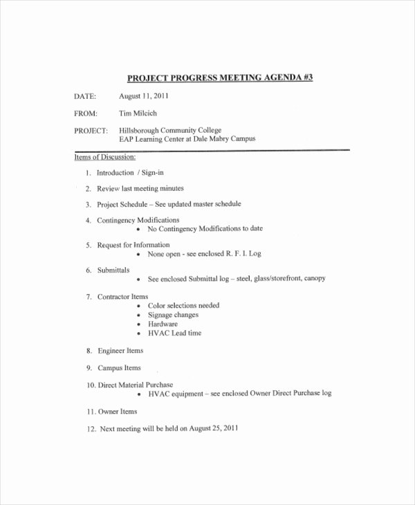 Project Status Meeting Template Fresh 10 Project Meeting Agenda Template Free Download