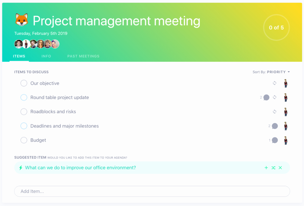 project management meeting agenda