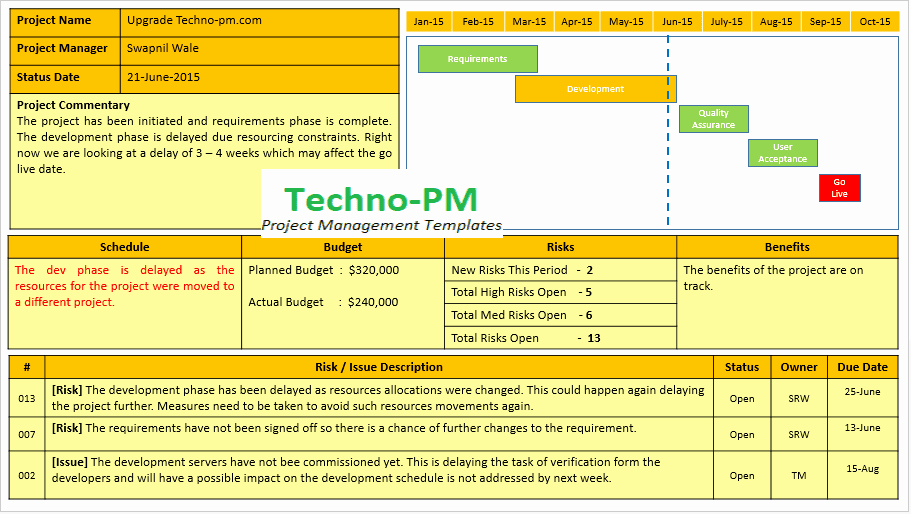project status report template free