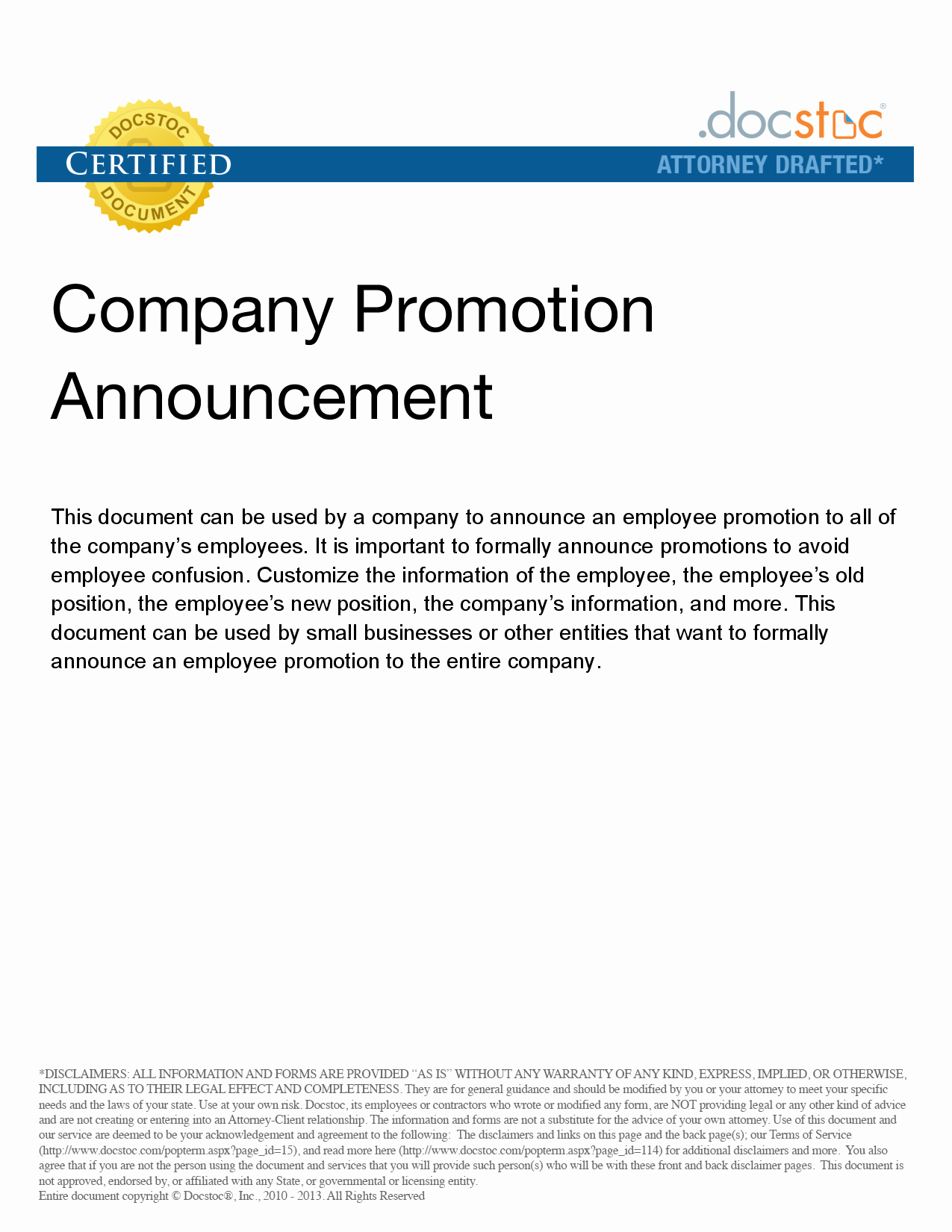 Promotion Announcement Template