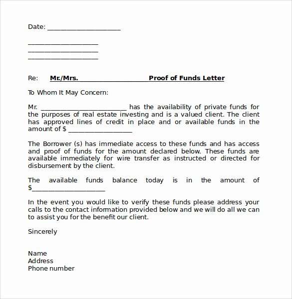 proof of funds letter