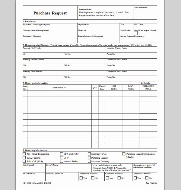 purchase request form template