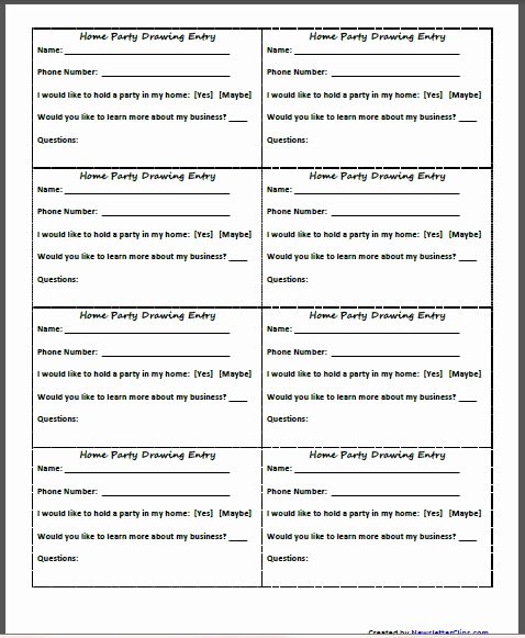 raffle entry form template unique home party drawing entry free printable for home of raffle entry form template
