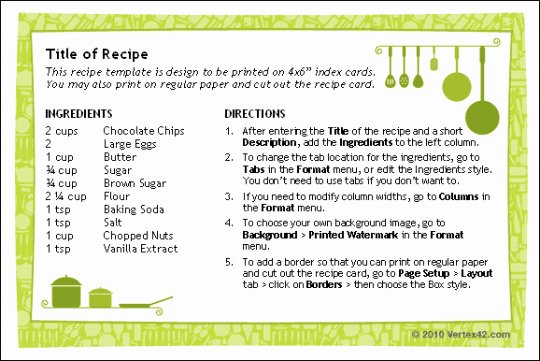 blank recipe template 8x11