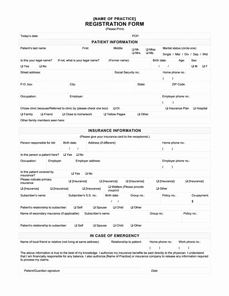 medical registration form