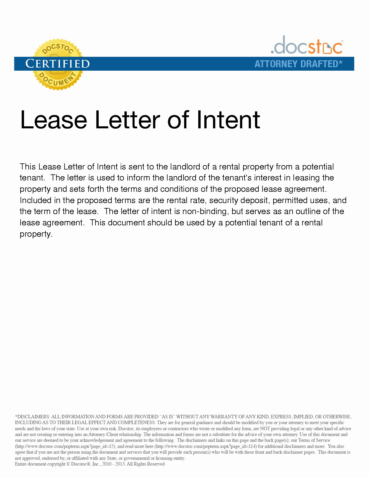 letter of intent to lease mercial property template