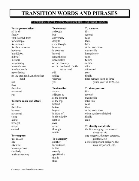 Research Paper Transition Words