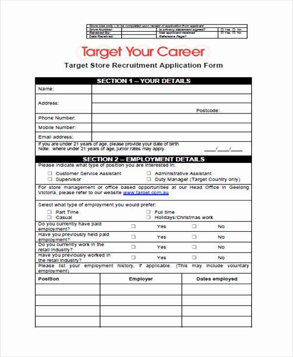 job application form templates