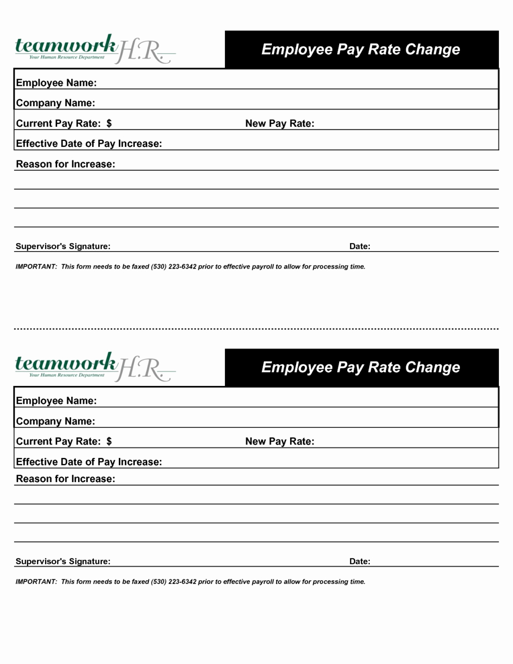 inspirational employee pay rate change increase form designed by nhz