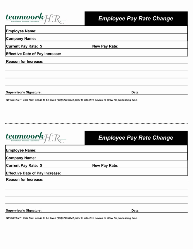 Salary Change form Unique Inspirational Employee Pay Rate Change Increase form