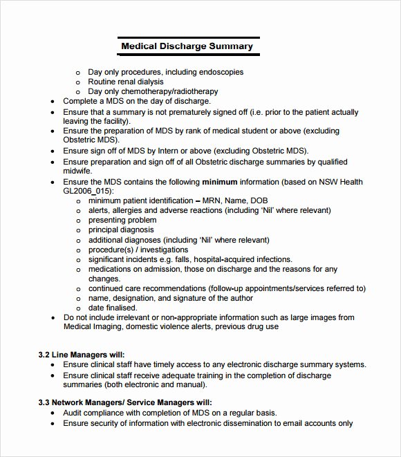 discharge summary template