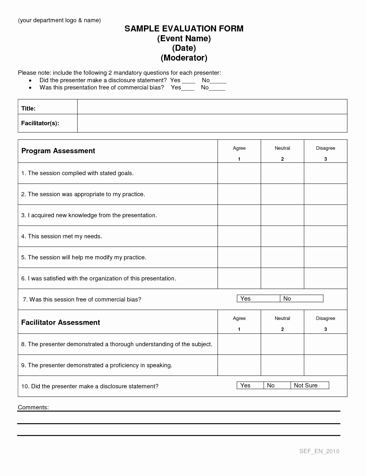 conference evaluation form template