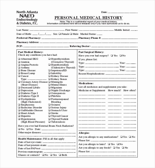 medical history form