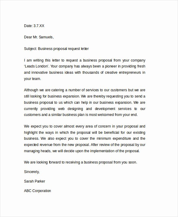 sample letter asking for business opportunity