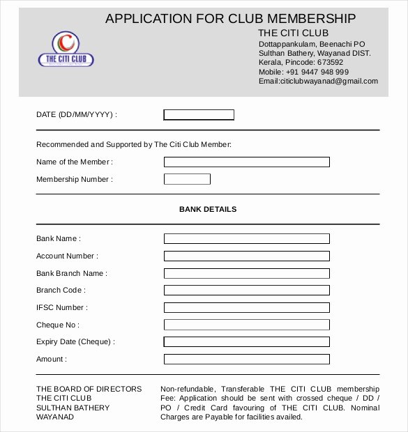 Sample Membership Application Best Of 15 Sample Club Application Templates Pdf Doc