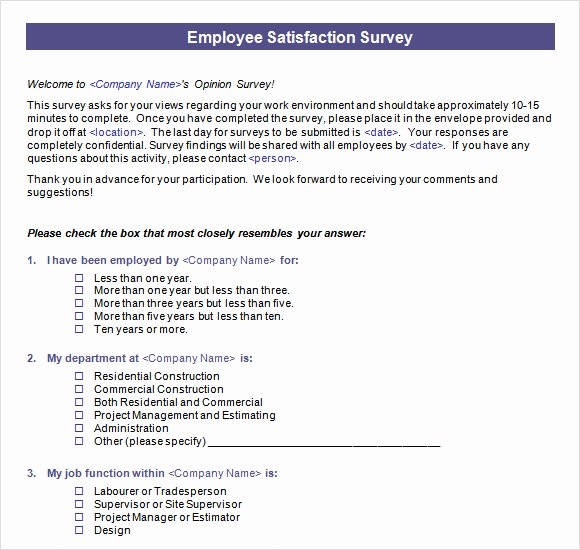 employee satisfaction survey template