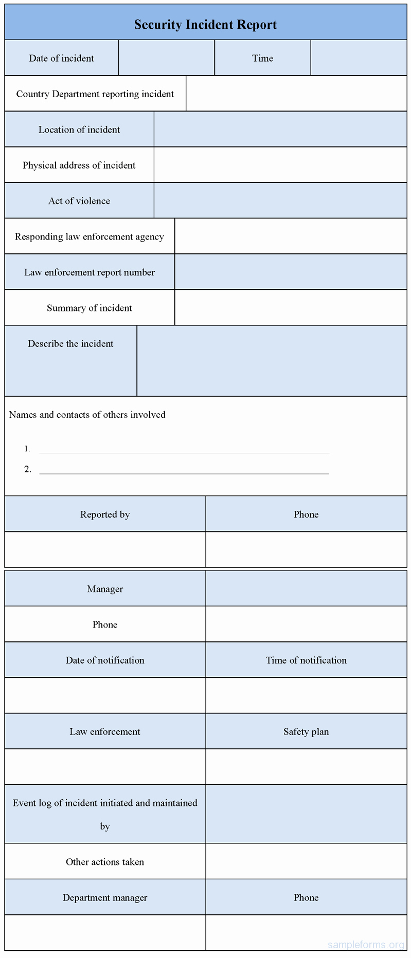 Security Incident Report Template Word Luxury Security Incident Report form Sample forms