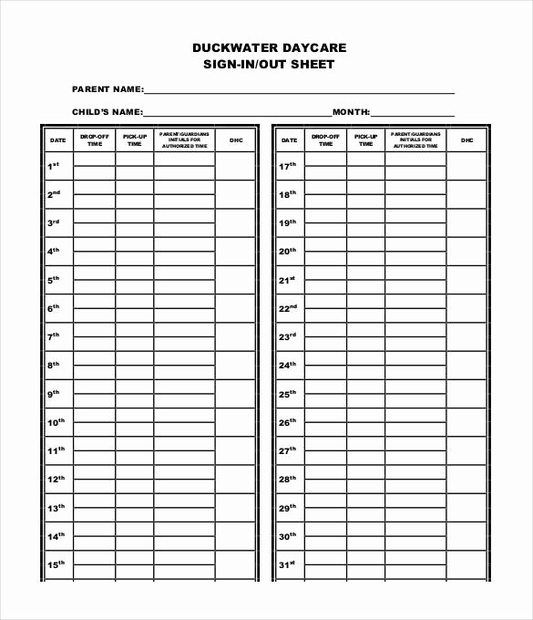 sign in sheet template