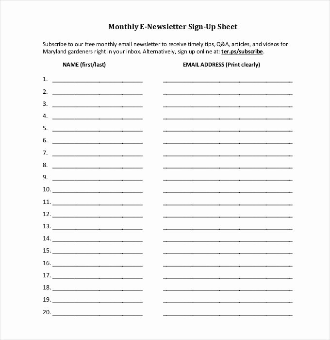 signup sheet templates