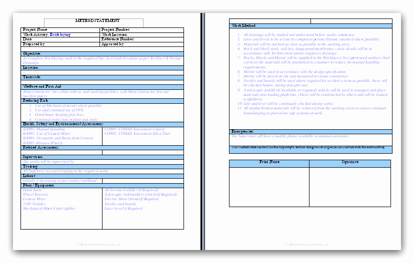 brick and blockwork method statement