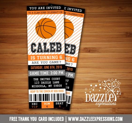 Sports Ticket Invitation Elegant Printable Basketball Ticket Birthday Invitation
