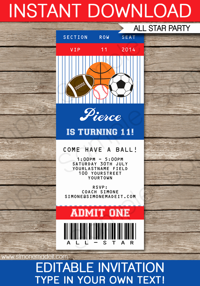 sports ticket invitation inspirational all star sports ticket invitations template of sports ticket invitation