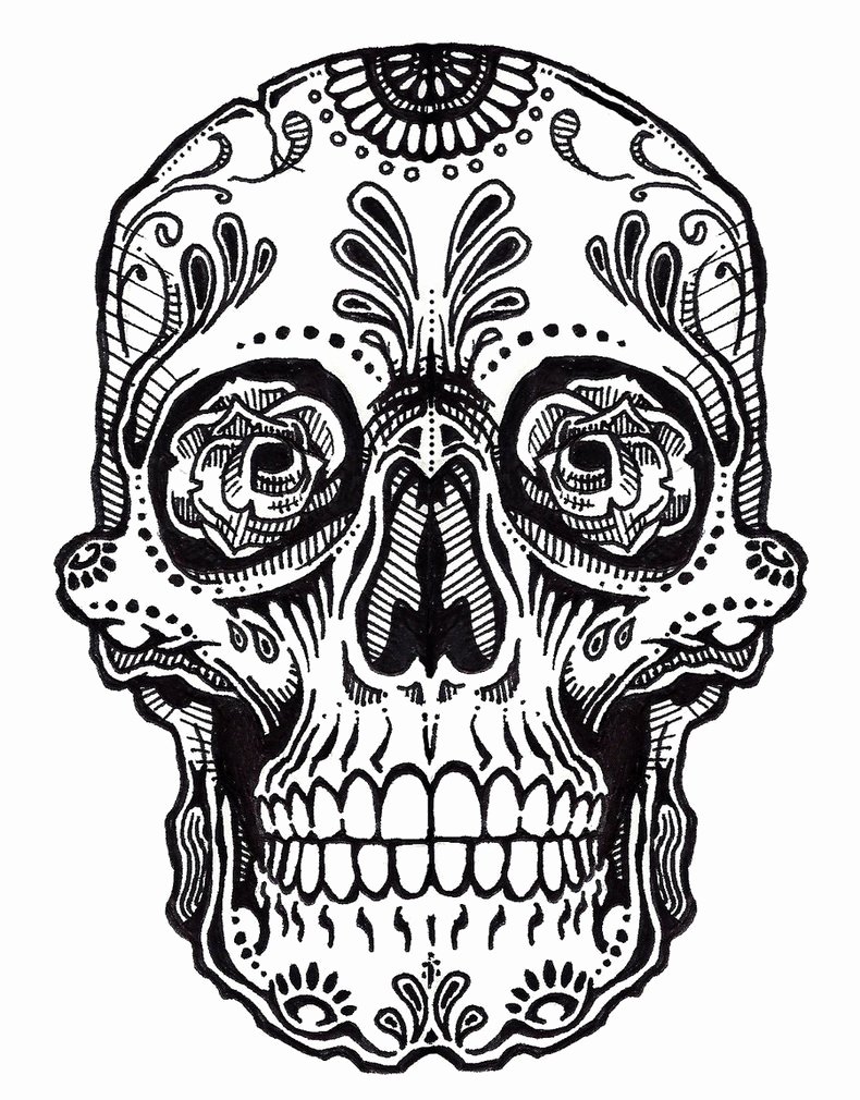 Sugar Skull clipart outline