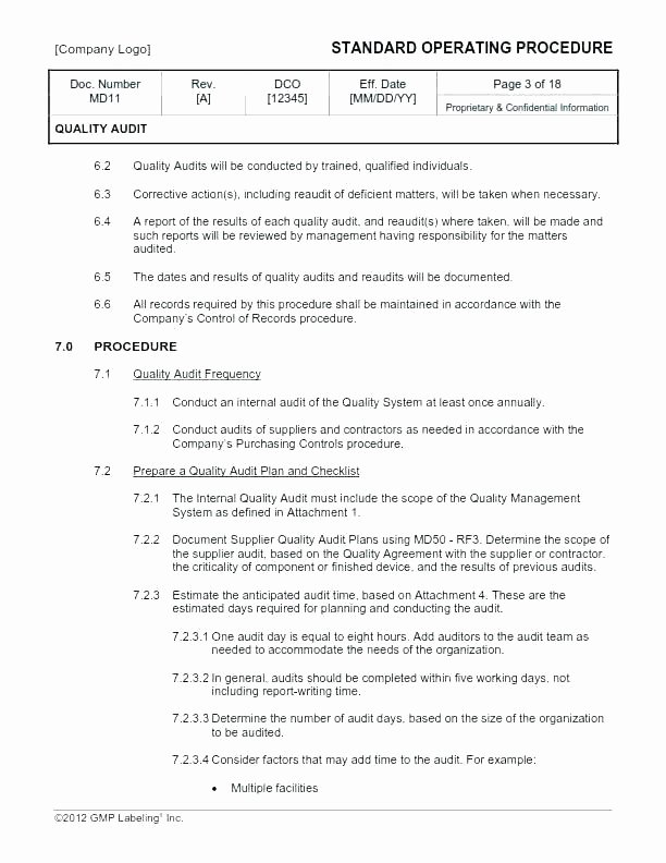 Supplier Audit Template