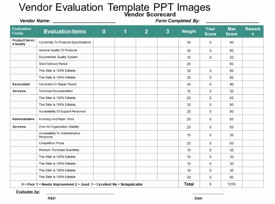 vendor evaluation template ppt images