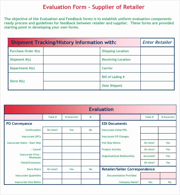 Supplier Evaluation Template New Supplier Evaluation Template 9 Free Download for Pdf Word