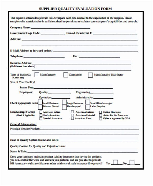 supplier evaluation form