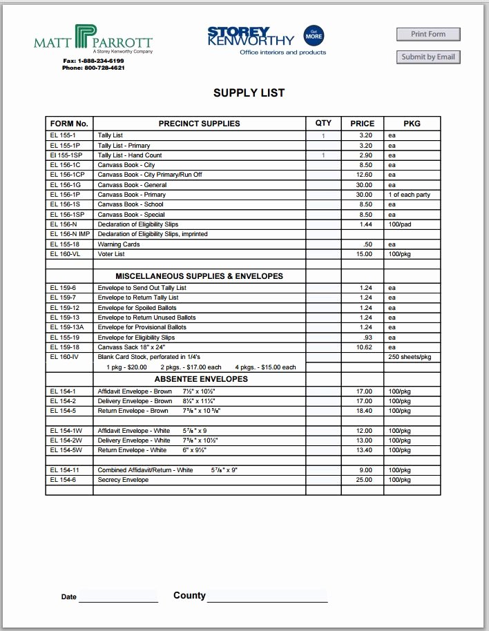 Election Supplies and Envelopes