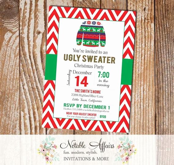 Tacky Christmas Sweater Party Invitation Wording Inspirational Chevron Red and Green Ugly Sweater Tacky Christmas Sweater