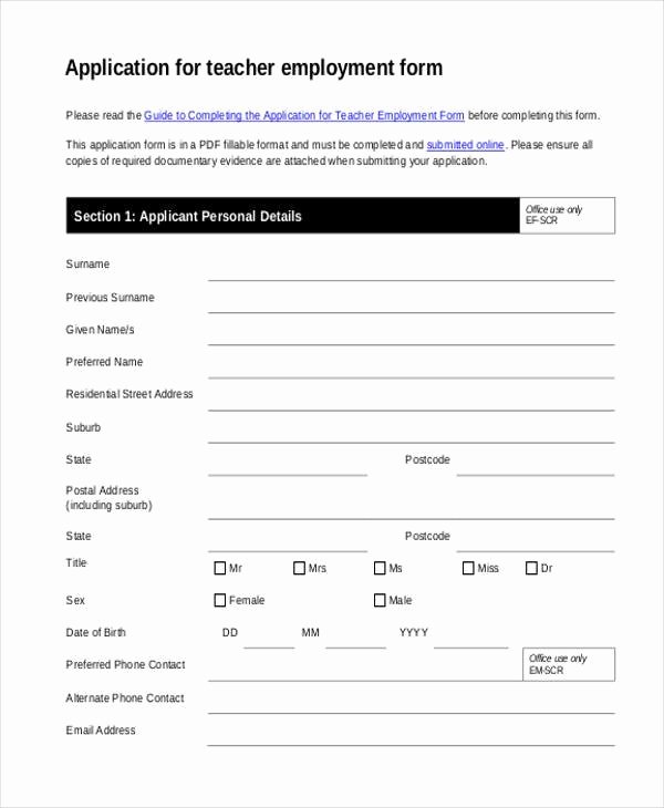 employment forms in pdf