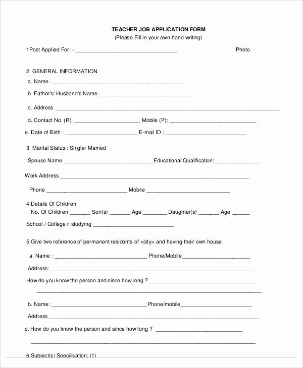 Teacher Application forms New 60 Application form Examples