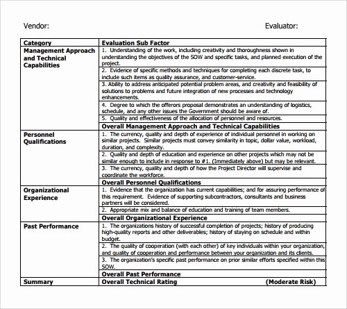 evaluation template