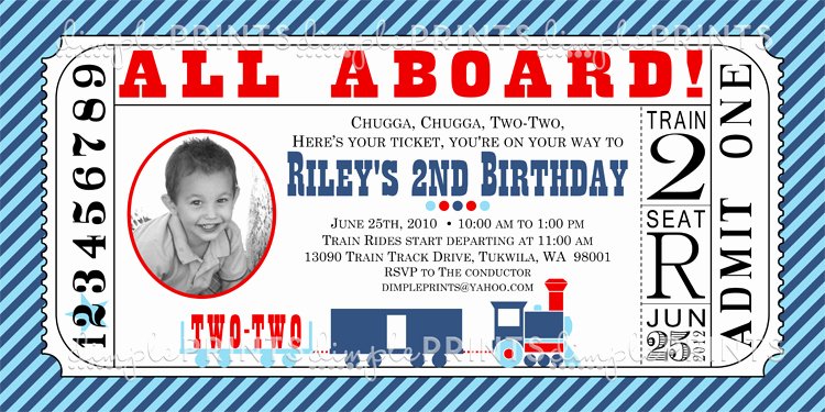 train ticket printable birthday invitation