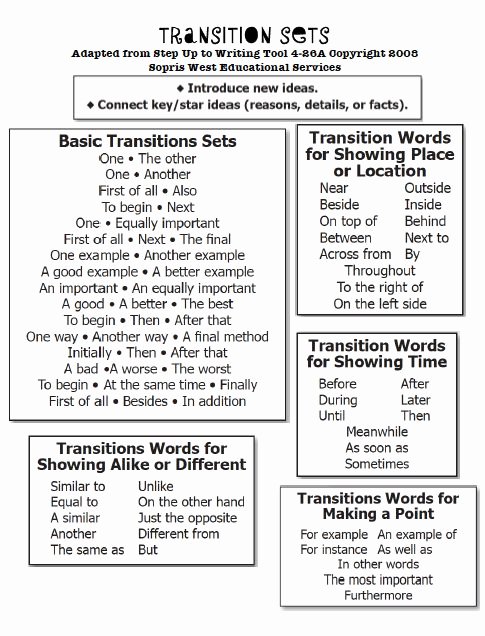 Transition Words For Papers