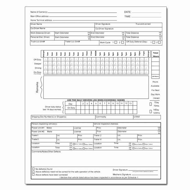 404 drivers daily log form with inspection report
