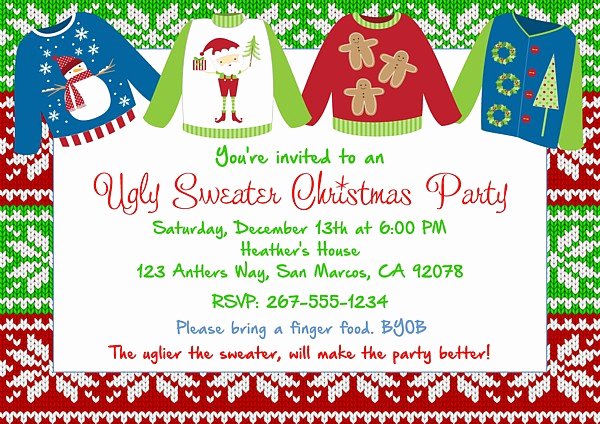 Christmas Party Invitations Ugly Sweater 4