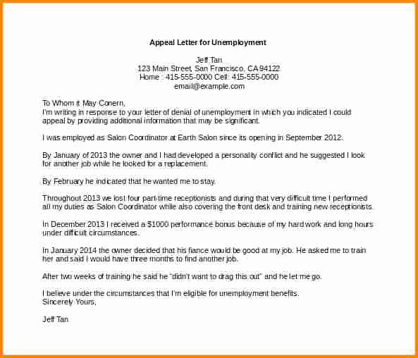 Unemployment Appeal Letter Beautiful 8 Sample Appeal Letter for Unemployment Denial