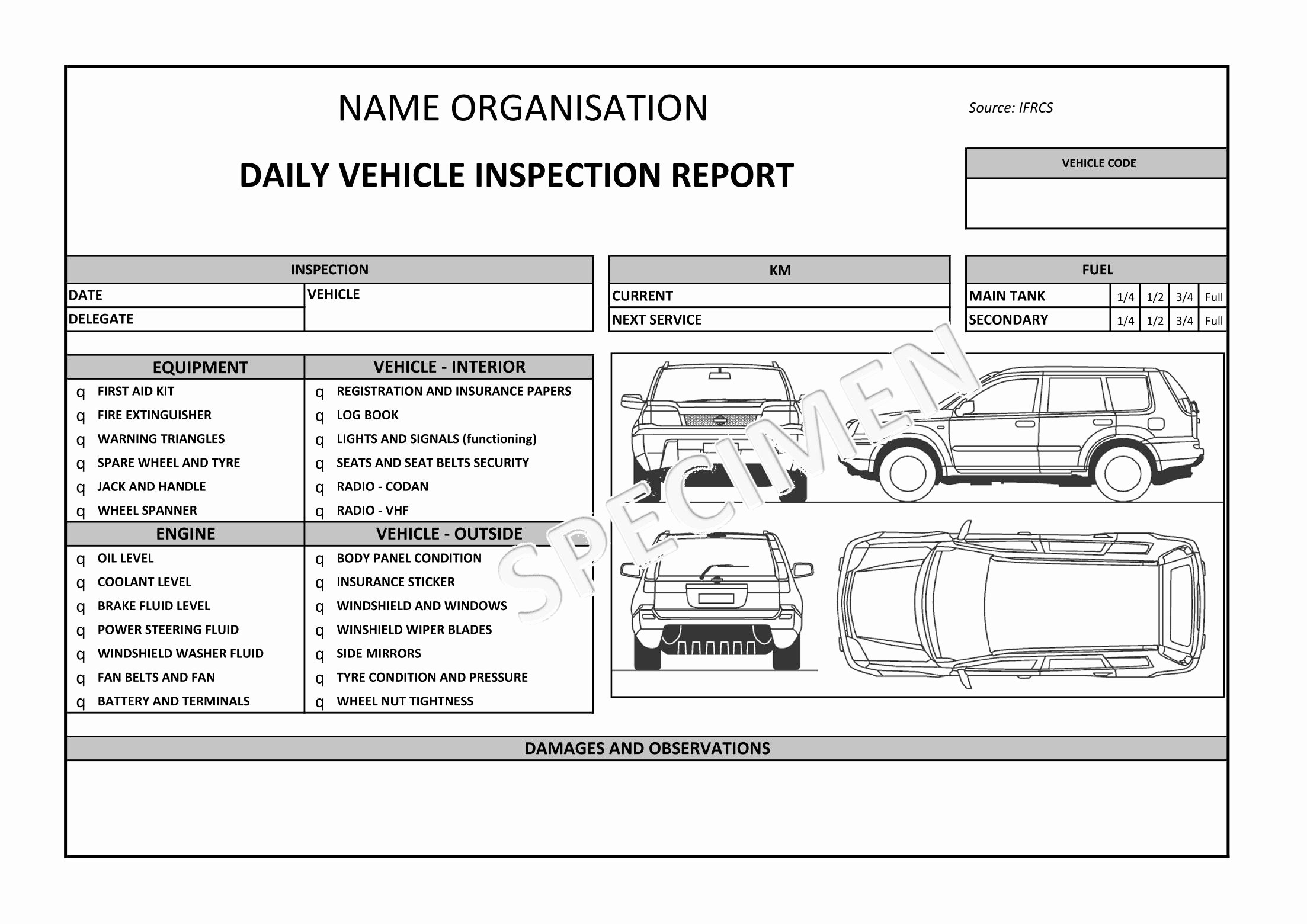 auto condition report templates