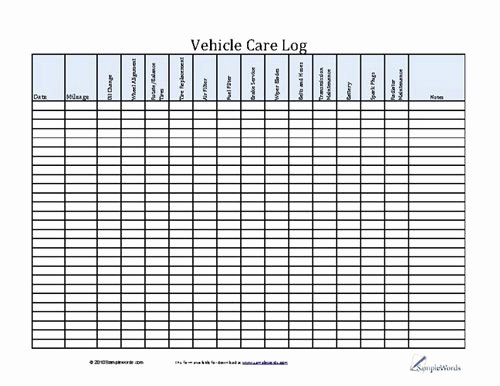 vehicle maintenance checklist excel best of vehicle care log printable pdf form for car maintenance of vehicle maintenance checklist