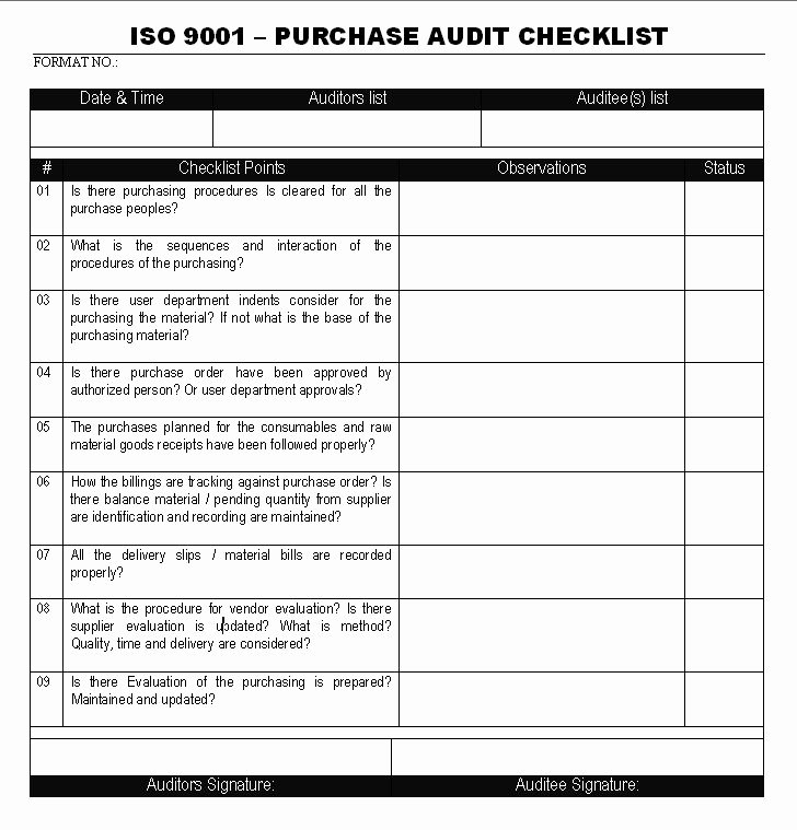 vendor audit checklist template fresh internal quality management system audit checklist iso of vendor audit checklist template