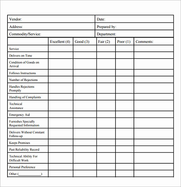 evaluation template