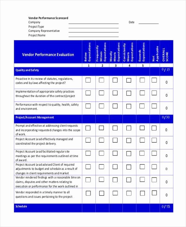 Vendor Evaluation Form